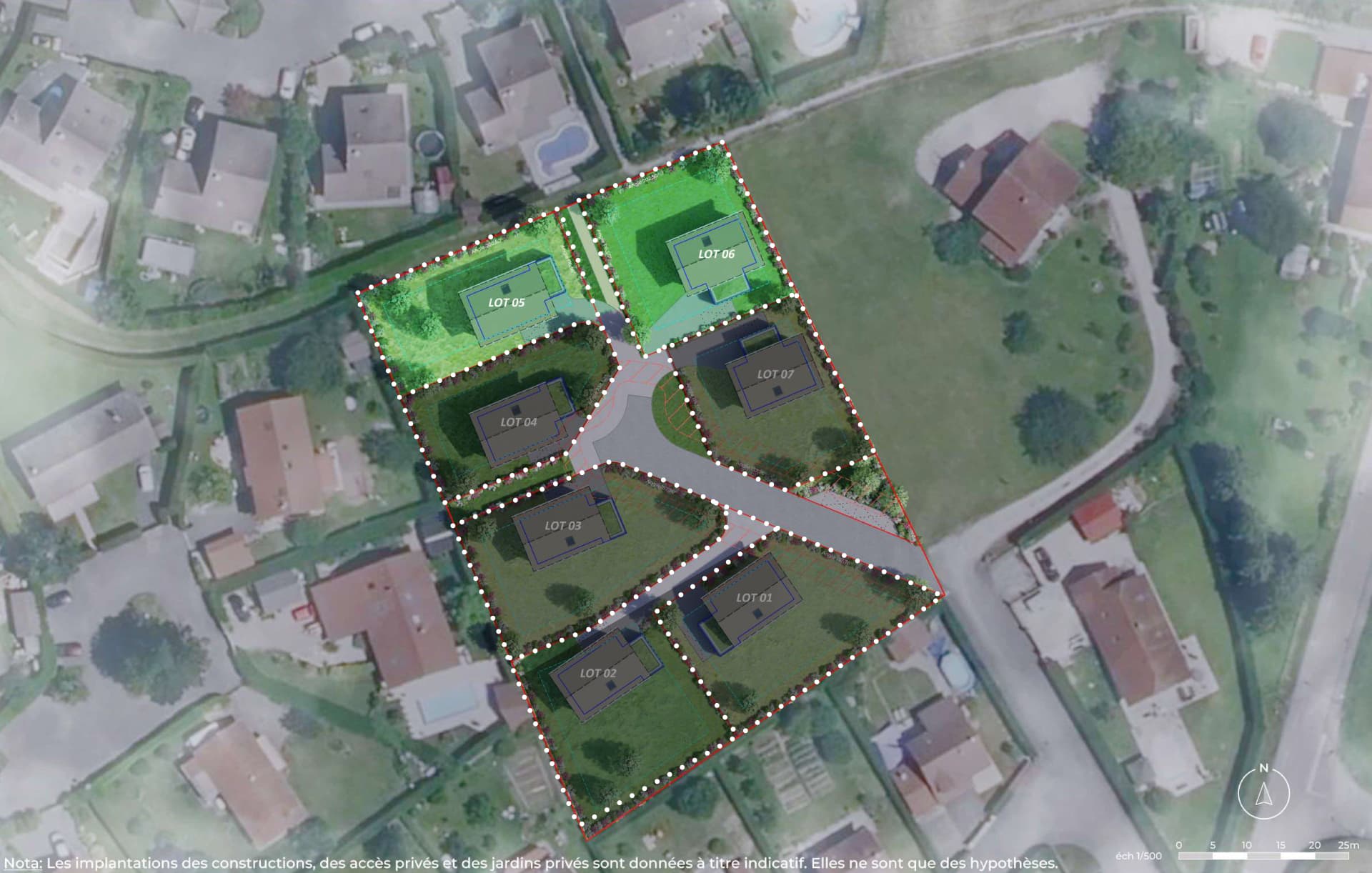 plan masse du lotissement à Péron